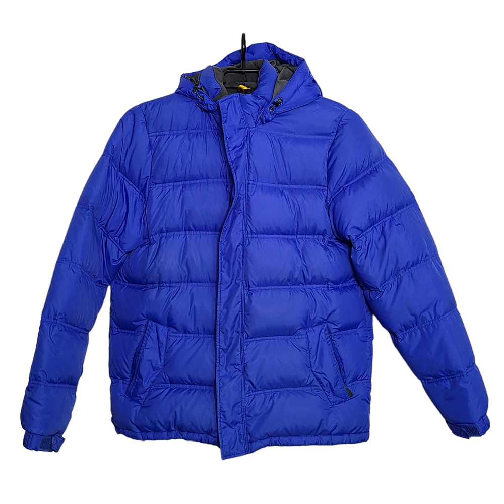 Lands End Size L/T TALL 46-48 Blue Down Filled Quilted Puffer Coat Jacket